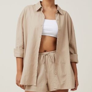 Cotton On Latte colored Dad Shirt size xs